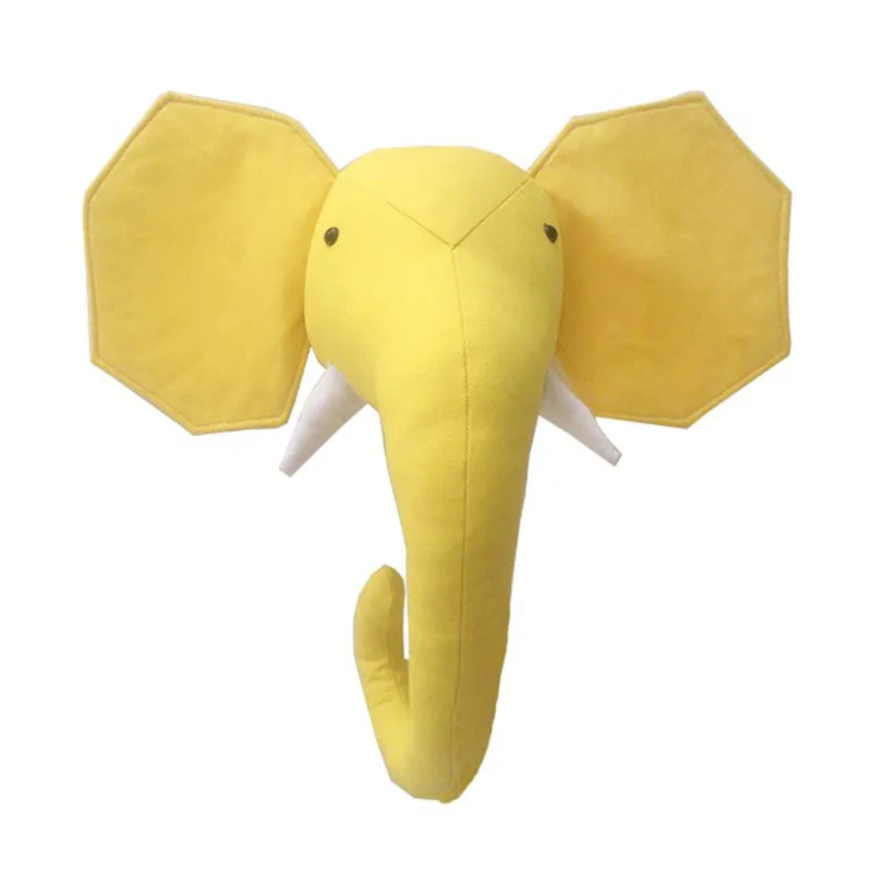 Милый 3D головы животных Настенный декор набивной слон жираф Зебра кукла детская