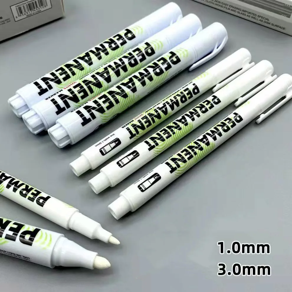 

3.0/1.0mm White Marker Pen Waterproof Graffiti Pen Paint Oil Car Tire Permanent Marker Pen Waterproof Paint Marker Glass Leather