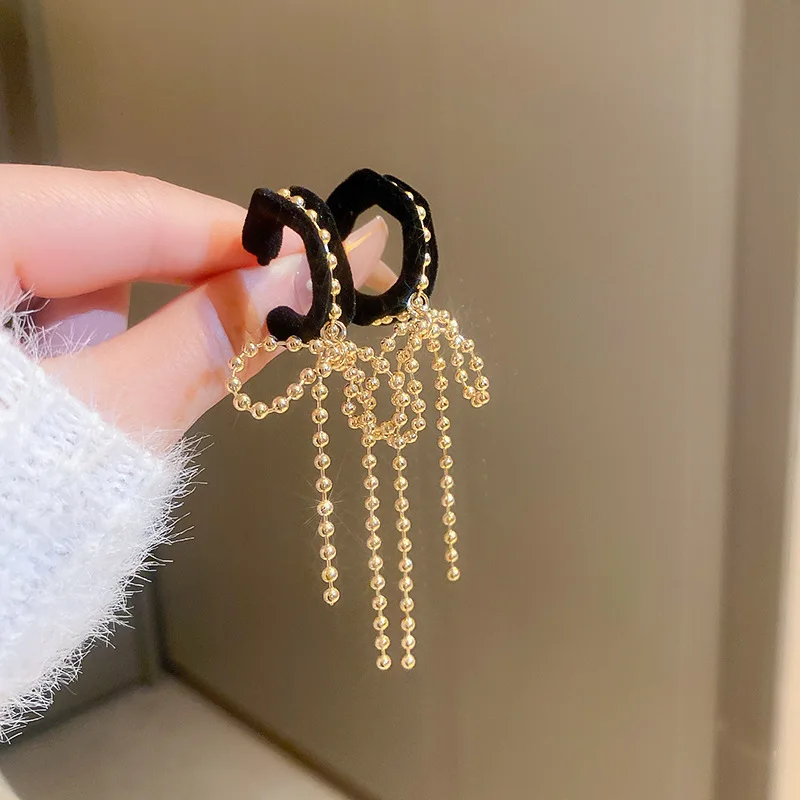 

KAITIN Circle Metal Chain Tassel Women Earrings French Light Luxury Silver Drop Earrings Minority Design Accessories Female