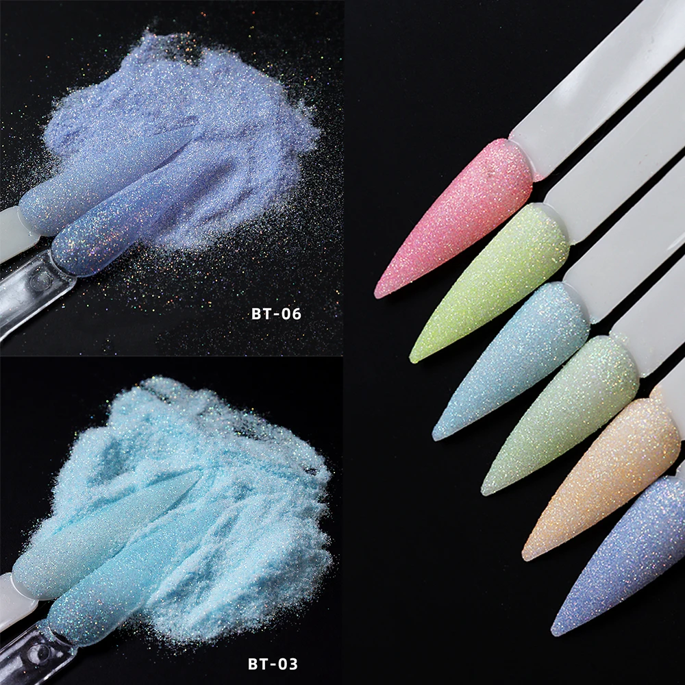 

0.2mm Holographic Sugar Nail Glitter Powder 6 Colorful Shiny Chrome Nail Dust DIY Ultra Fine Nail Art Craft Sugar Powder 50g &*