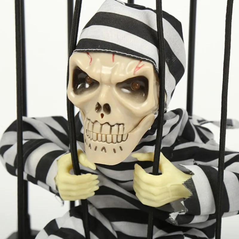 Украшение на Хэллоуин 2022 жуткий говорящий заключенный Электрический череп ужаса