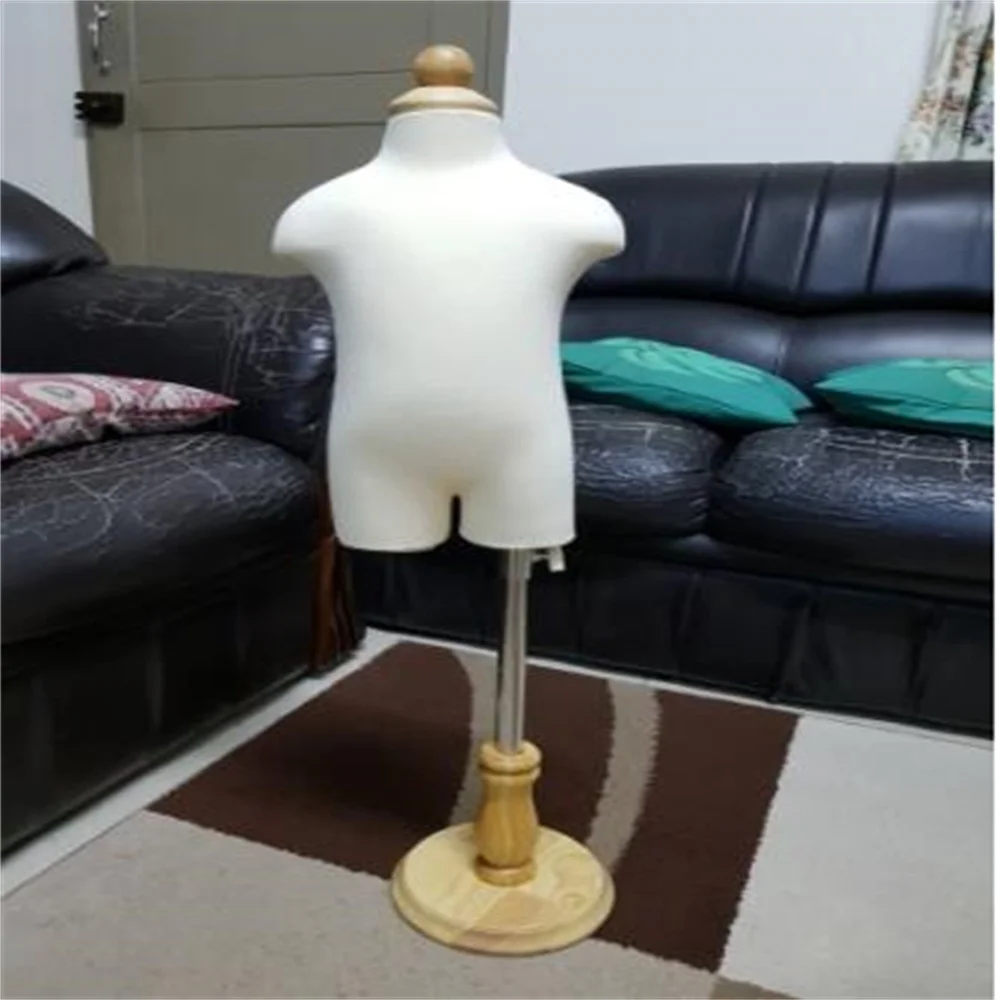 

5-6Years Half Torso Full Child Sewing Mannequins Doll Body Display With Circular Wood Base Fabric Flexible Dresses Cloth E078