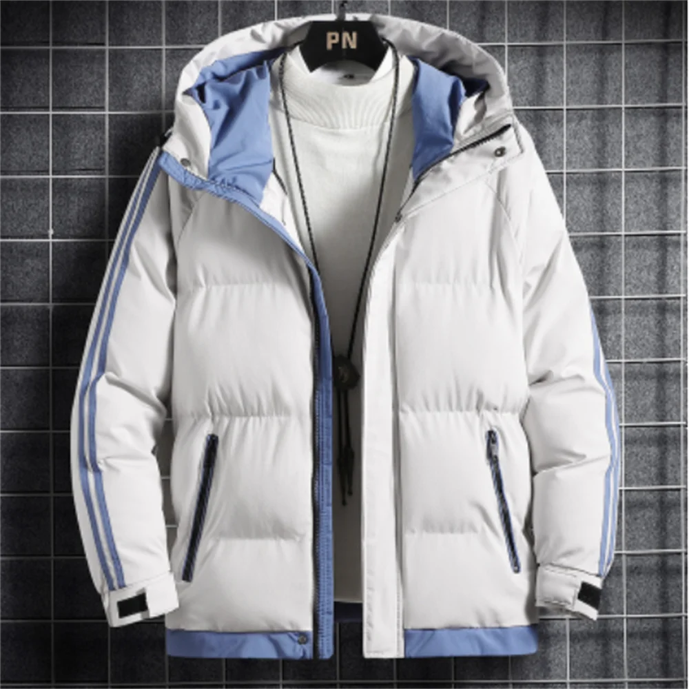 2022 Winter New Men's Stitching Down Jacket Fashion Loose Casual Plus Size Thickened Men's Warm Hooded Thick Coat