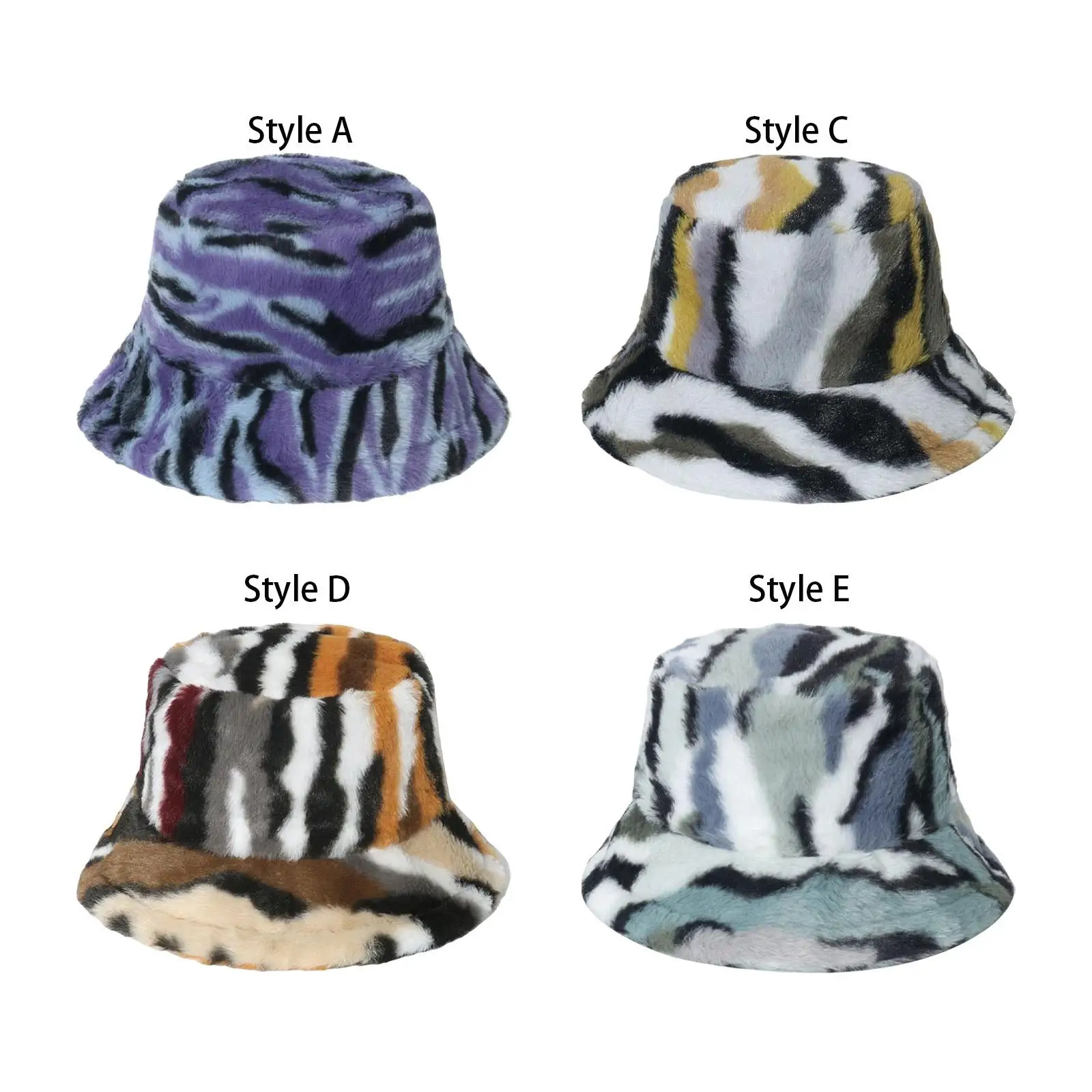 

Comfortable Plush Bucket Hat Windproof Autumn Winter Hats for Female Adult