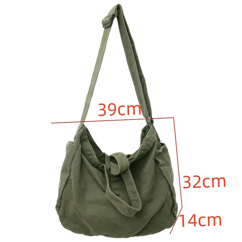 Large Capacity Tooling Canvas Shoulder Bags For Women 100% Cotton Fabric Packages Unisex Solid Color Handbags Japan Casual Bags