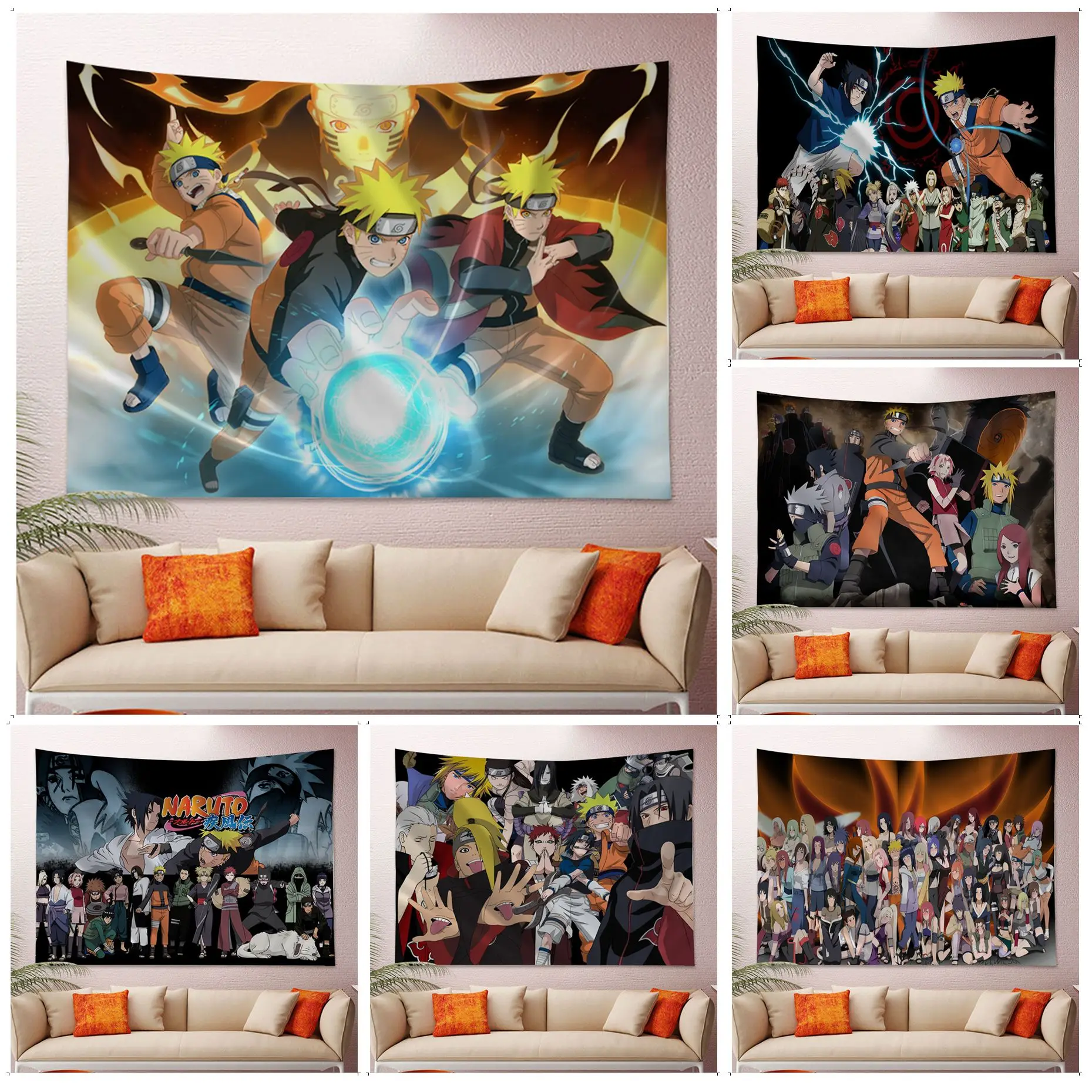 

BANDAI Japanese Anime Naruto Printed Large Wall Tapestry Wall Hanging Decoration Household Art Home Decor