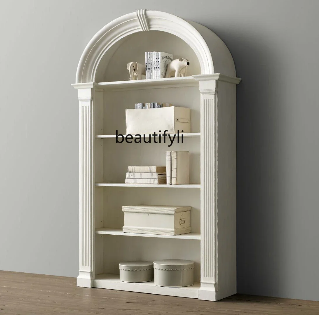 Изогнутая книжная полка из массива дерева в американском стиле простой книжный