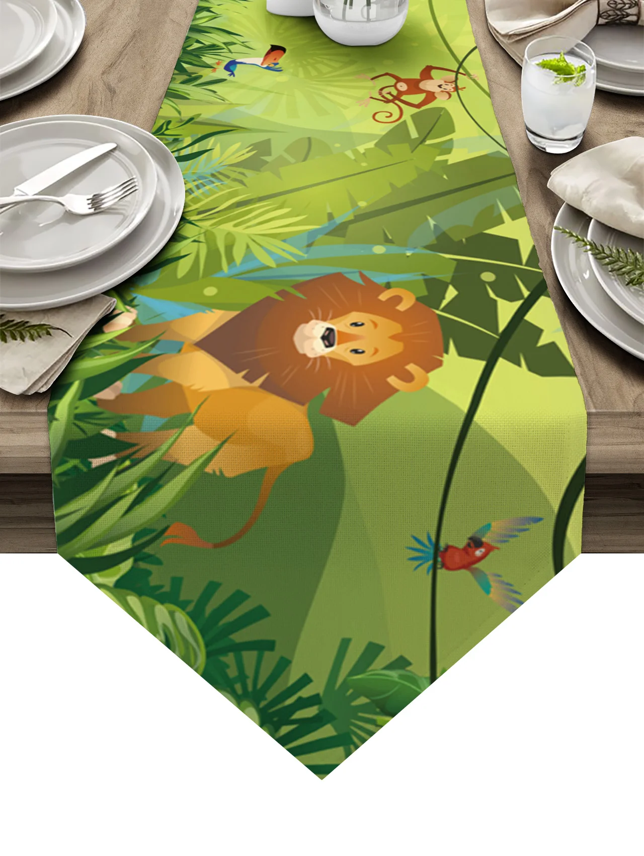 

Тропические джунгли мультфильм Животные Лев настольная дорожка деревенский Бохо свадебное украшение скатерть для вечерние Дома кухни сто...