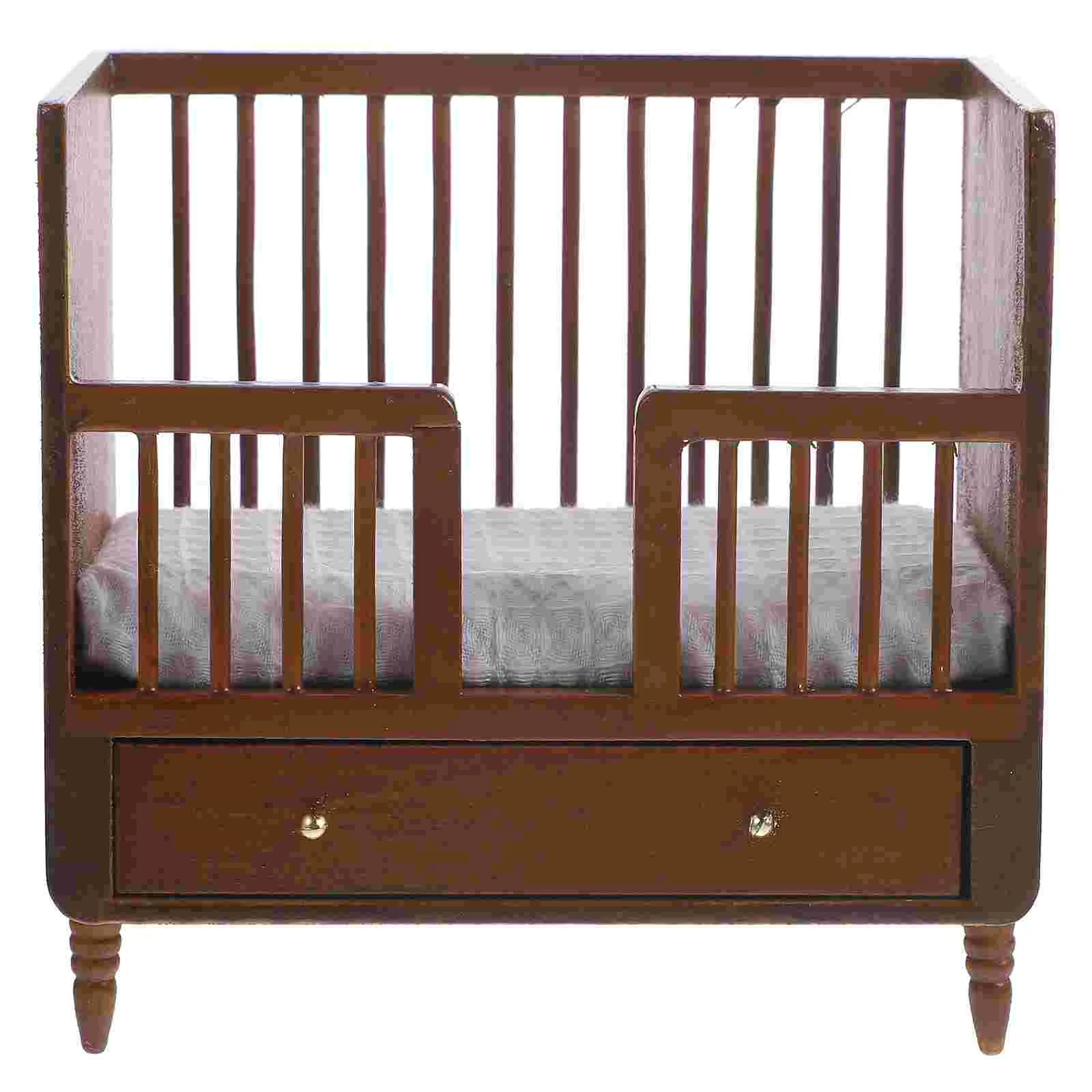 

Miniature Decor Tiny House Furniture Bed Accessories Cot Decoration Wooden Decorative Homes