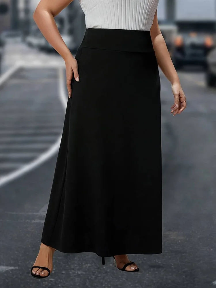 Юбка-трапеция Женская трикотажная с завышенной талией