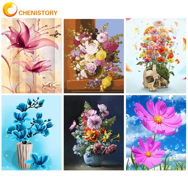 

CHENISTORY DIY Paint By Numbers For Adults HandPainted Flower Oil Painting Landscape Pictures By Numbers Kits Home Wall Art Deco