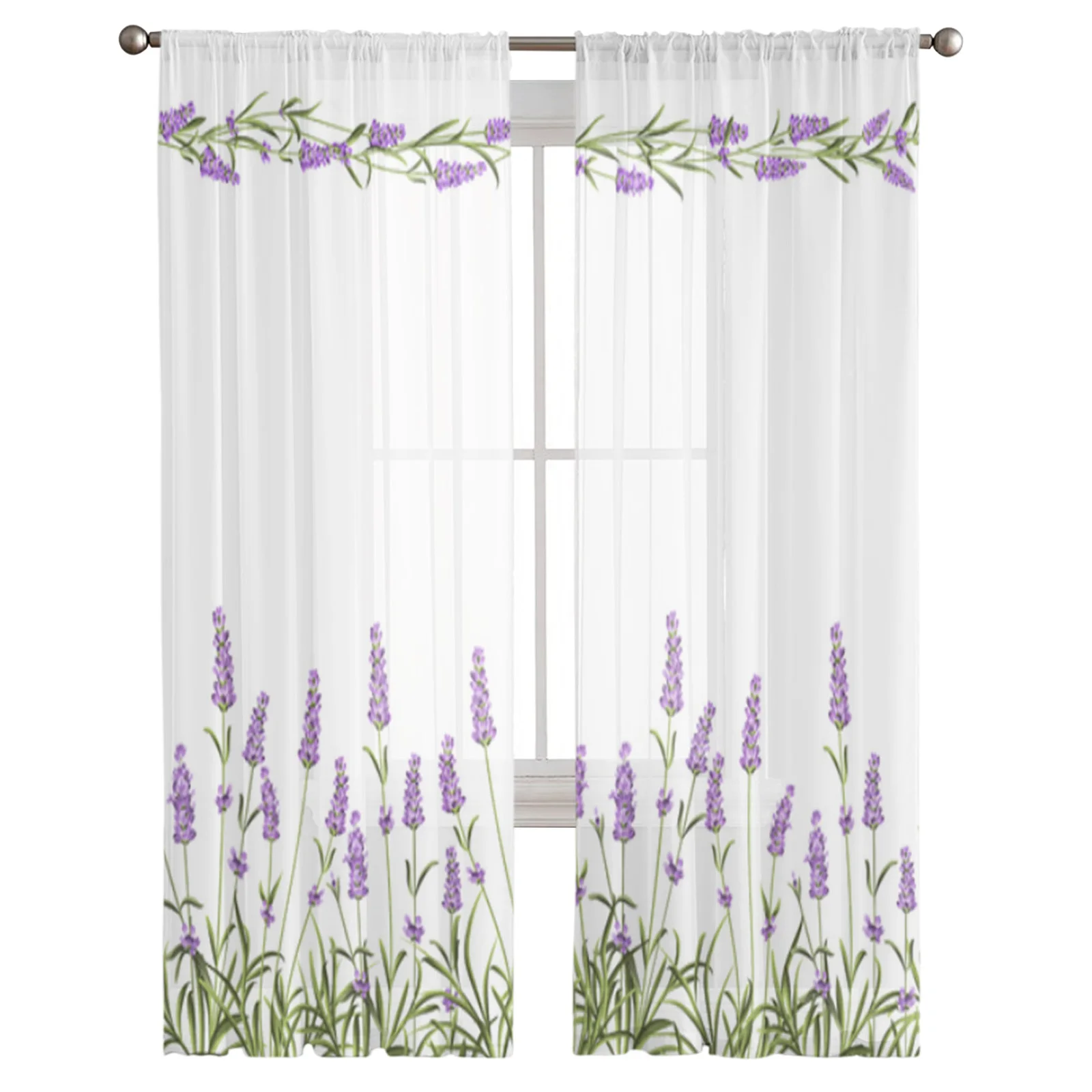Фиолетовые Лавандовые цветы прозрачные шторы для гостиной спальни тюлевые
