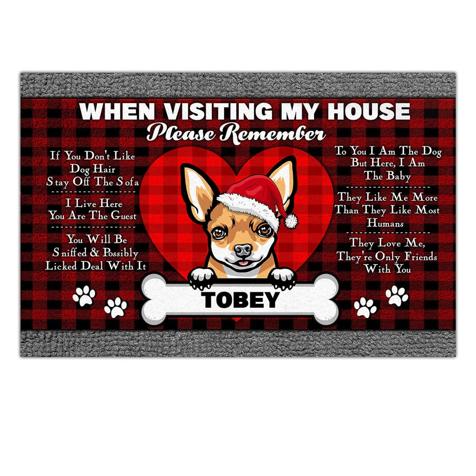 HX чихуахуа коврики с именем на заказ Рождество при посещении моего дома 3D принт