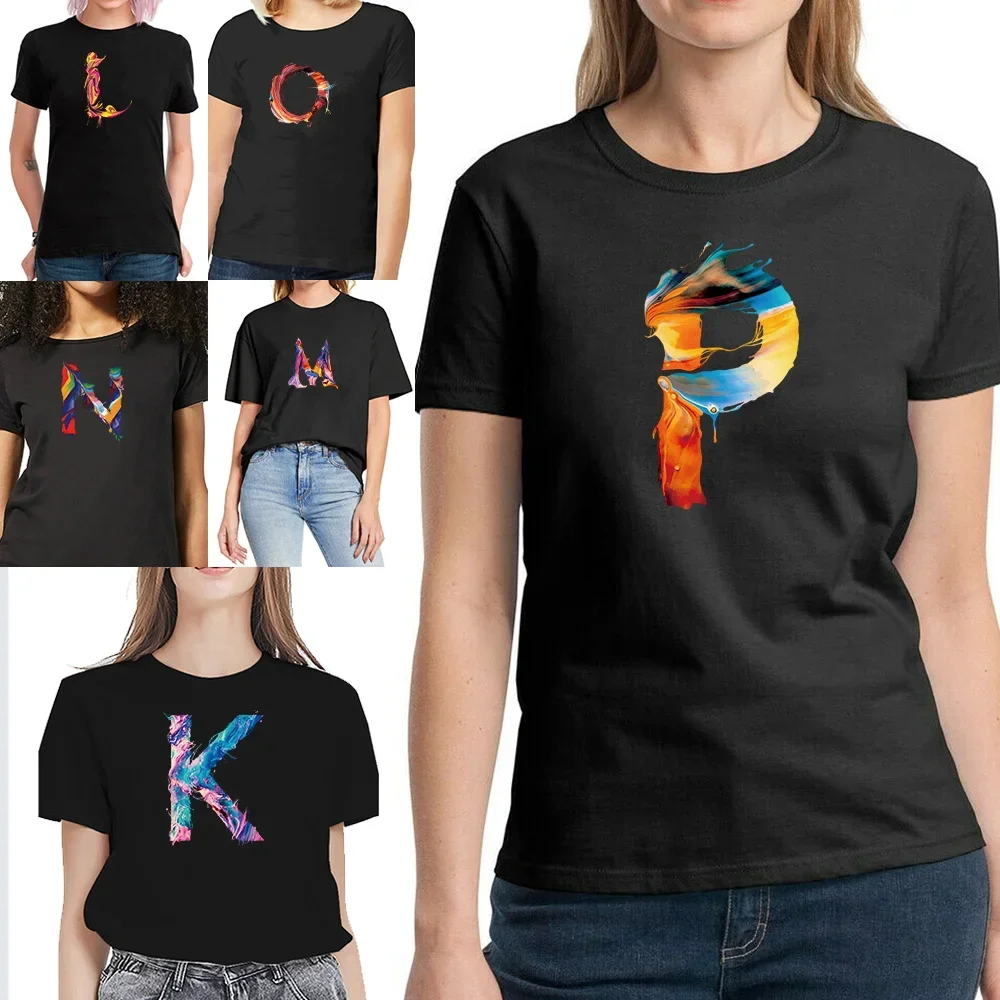 

Футболка женская с коротким рукавом, Модный повседневный топ с надписью, свободная черная, большие размеры, на лето