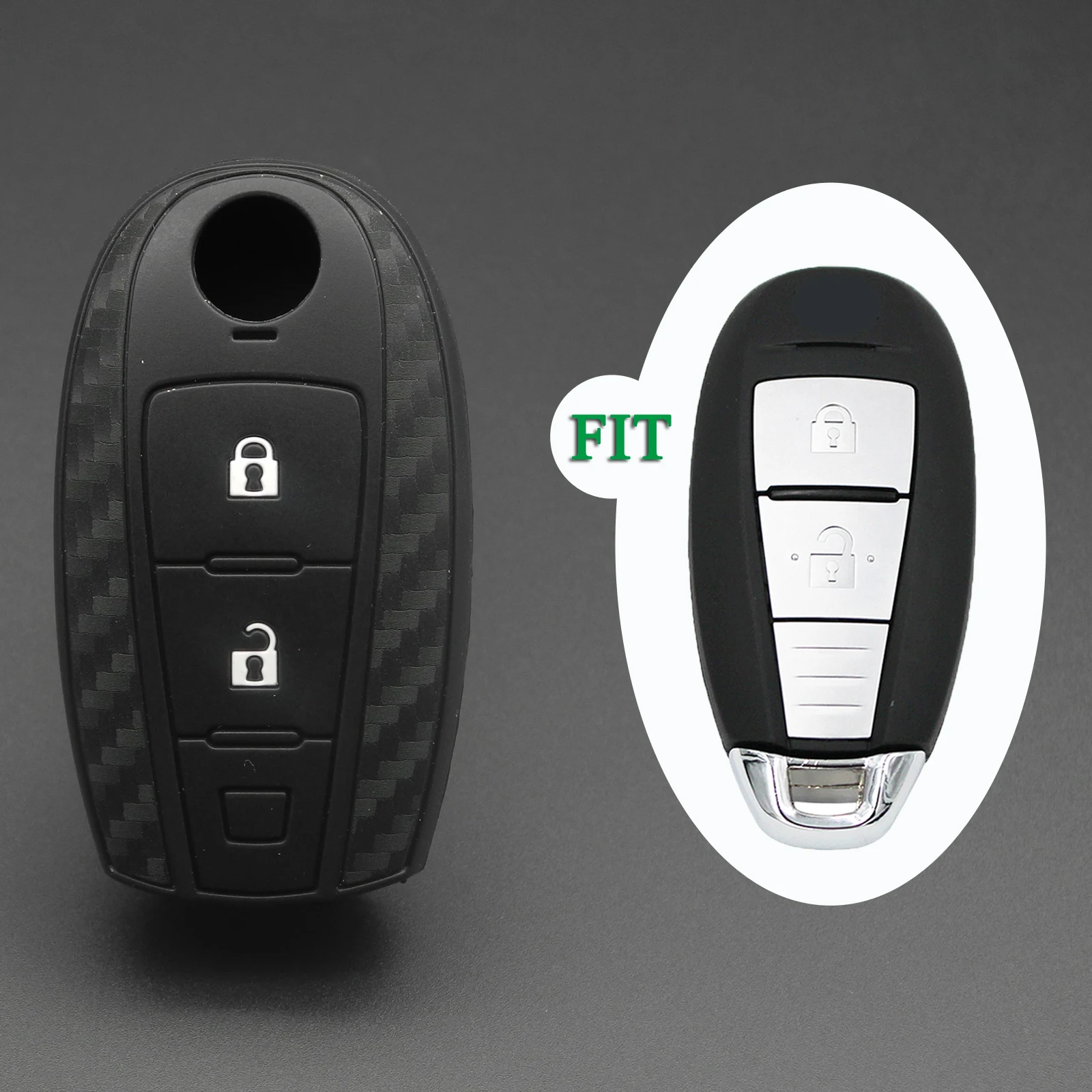 jingyuqin Carbon Fiber Silicone Remote Car Key Case Cover Fob For SUZUKI Swift Sport SX4 SCROSS Ignis Kizashi Vitara Holder