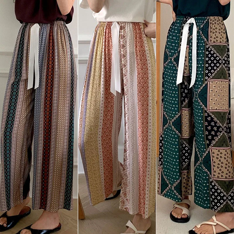 Женские Летние Широкие Брюки Повседневные Хлопковые Из Шелка Дышащие С Высокой