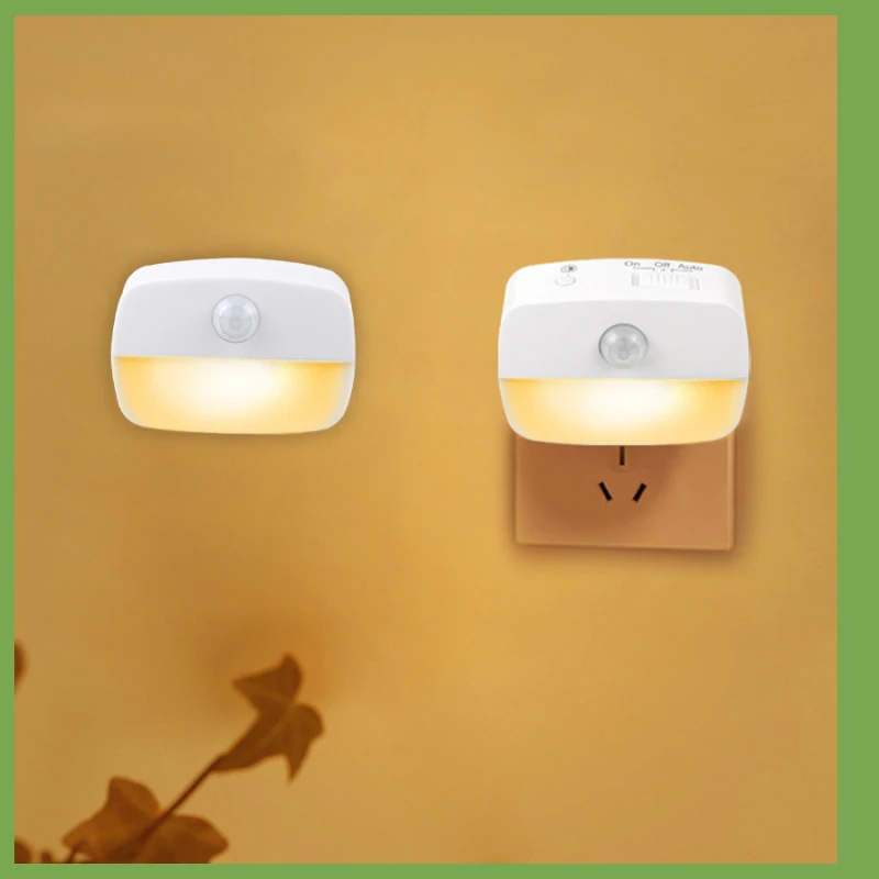 

LED Motion Sensor Night Light Plug In Motion Detector Bedroom Staircase Closet Bedside Night Lamp 220V Battery Powered