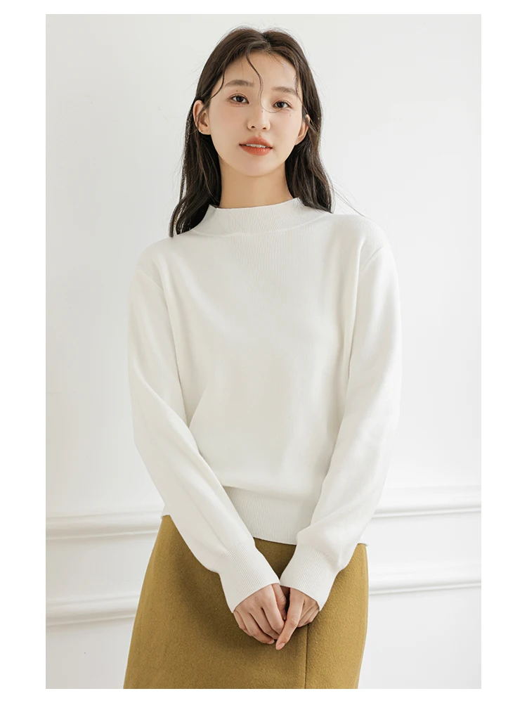 Вязаный женский свитер с полувысоким воротником осень-зима 2024 новая внутренняя