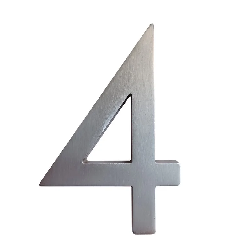 

12cm Satin Nickel Floating Modern House Numbe Door Home Address Numbers for House Digital Outdoor Sign Plates 5 In. #4