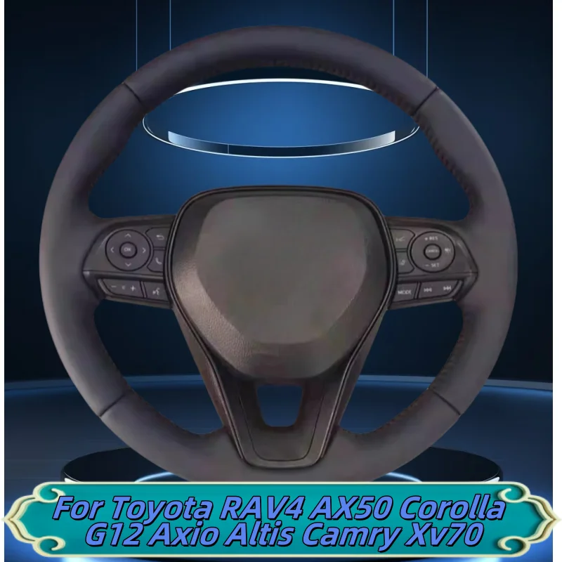 

Автомобильный чехол на руль, сшитая вручную кожа из микрофибры для Toyota RAV4 AX50 Corolla G12 Axio Altis Camry Xv70, автомобильные аксессуары