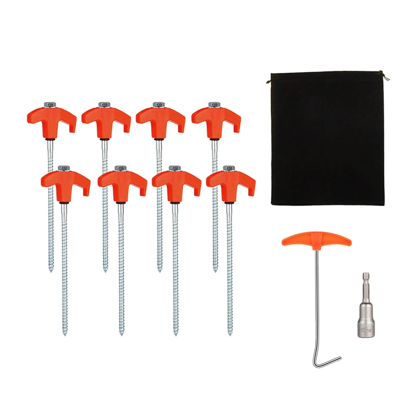 8 винтовых колышек анкеры для палатки шипы колья с шестигранной головкой и сумкой