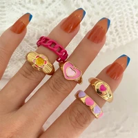 new ring set for women girl summer drip alloy heart transparent charm fashion korean jewelry party wedding accessories 2022 gift