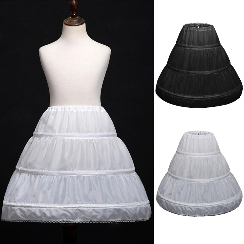 

Girls Summer Skirt Lining Kid Petticoat Baby Toddlers Princesses Holiday Birthday Party Gift 3-Hoops Lace Trim DropShipping