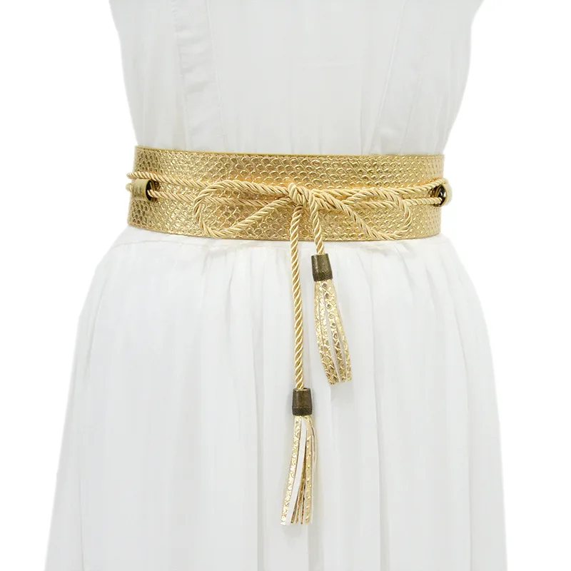 

Женский шнурок из искусственной кожи шириной 6 см, пояс, украшенный змеиным узором знаменитости, популярный брендовый корсет с кисточками, 3 цвета