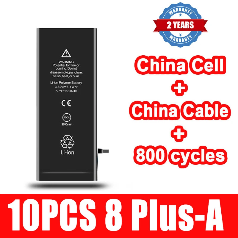 

10 шт., сменный аккумулятор XDOU для IPhone 8 Plus, 8 Plus, 2691 мАч, китайский сотовый кабель, 800 циклов, 2022 8plus-A