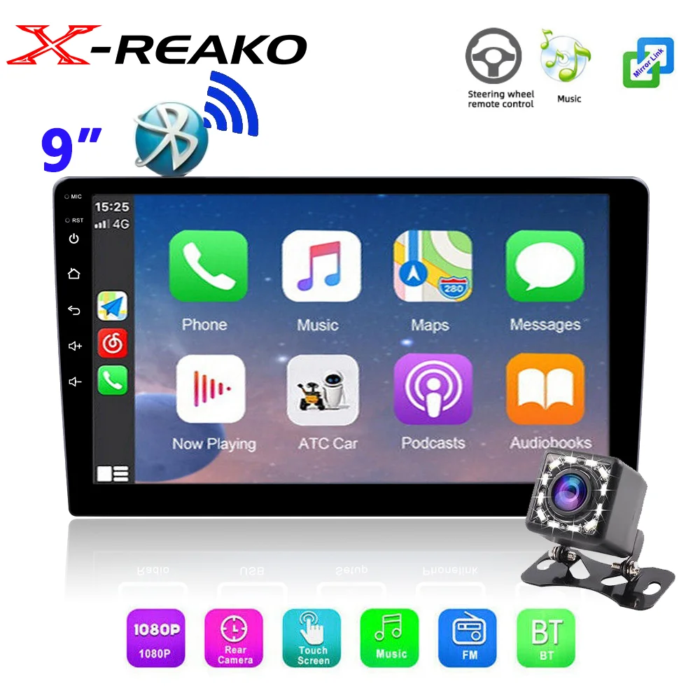 

X-REAKO 9'' 2DIN Car MP5 Player 2.5D Touch Screen Carplay Universal Car Multimedia Bluetooth FM Radio Support USB Mirror link