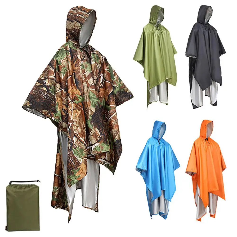 

3-in-1 Camouflage Rain Coat Multi-functional Lightweight Outdoor Camping Rain Poncho With Storage Bag Drop shipping