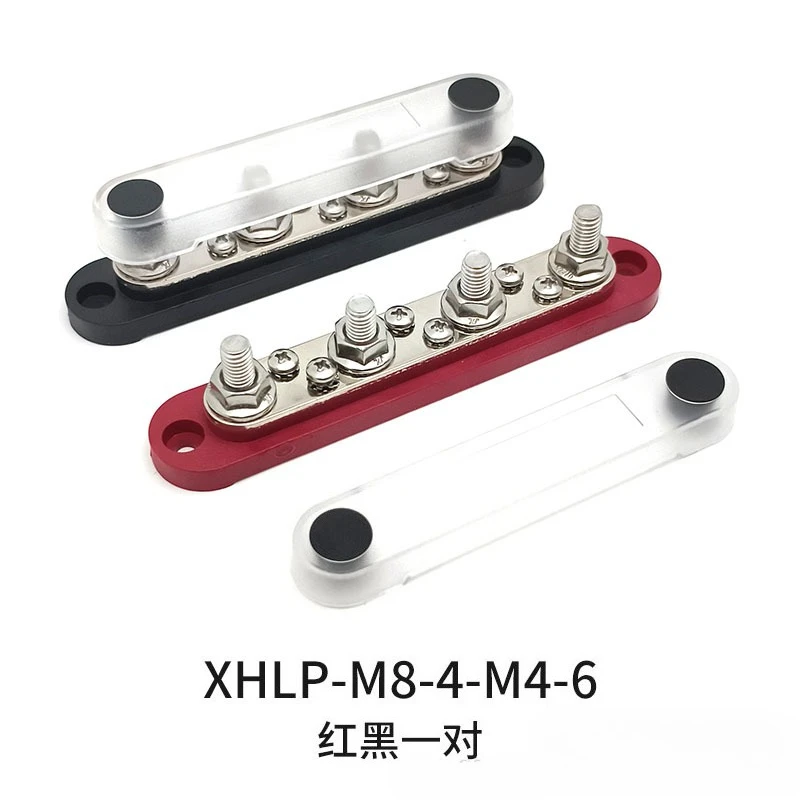 

M8 4-сторонняя 6-полосная шина 12 В/24 В Клеммная колодка M4 Модификация источника питания из нержавеющей стали Направляющая колонна 4 мм 8 мм Красный Черный