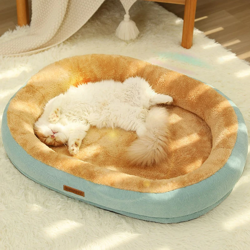 

Лежанка для кошек и собак Kimpets, нескользящая зимняя теплая кровать для домашних питомцев, мягкая вымытая подушка для щенков, товары для кошек