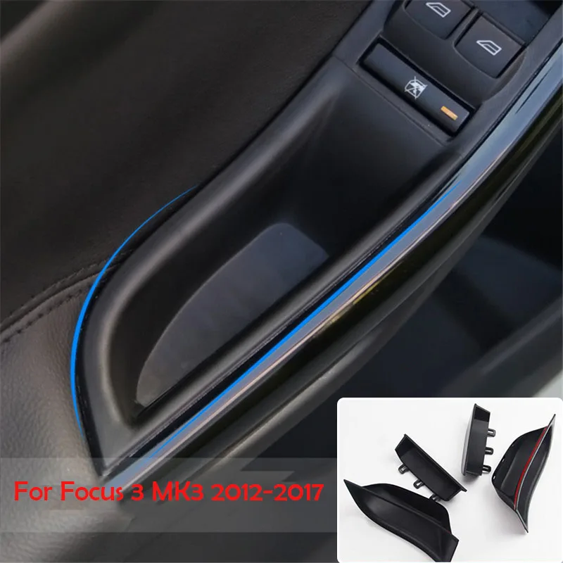 For Ford Focus 3 MK3 2012-2017 Car Accessories Front Rear Door Handle Storage Box Door Armrest Pallet Container Stowing Tray