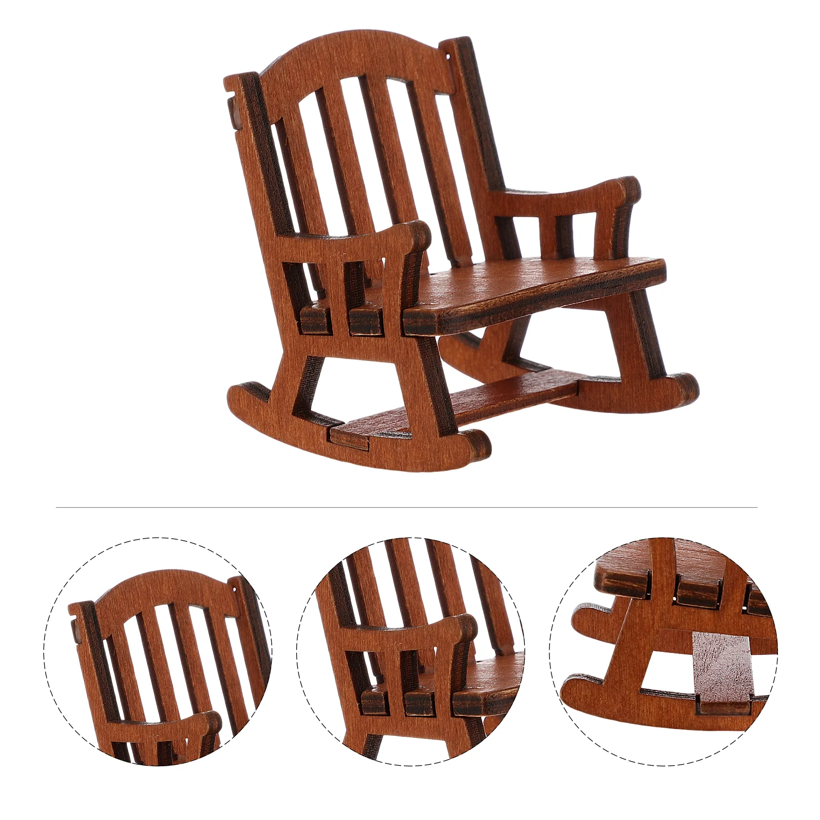 

Rocking Chair Decoration Small Craft Mini Figurine Miniatures Landscape Stool Crafts Furniture Wooden Model Retro
