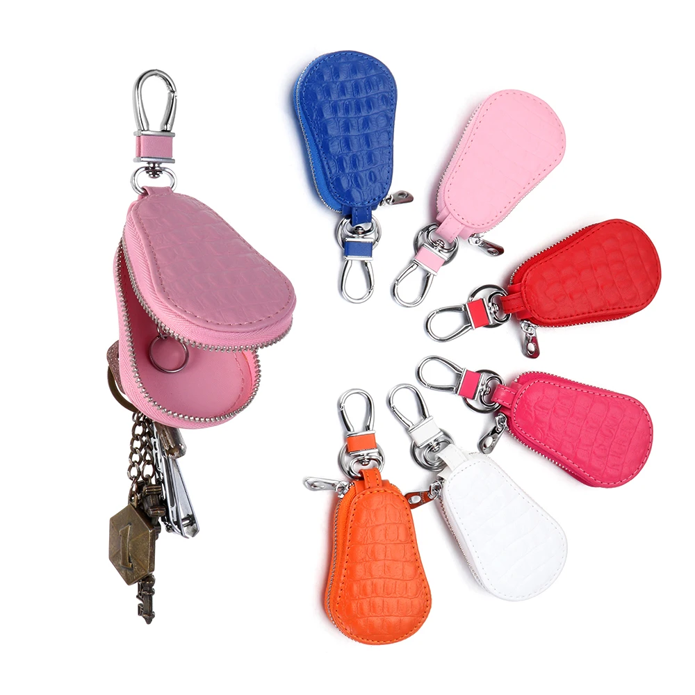 

Pouch Genuine Coin Pattern Unisex Key Bags Leather Zipper Purse Hook Holder Keychain 1 Wallet Pc Organizer Crocodile Key Car
