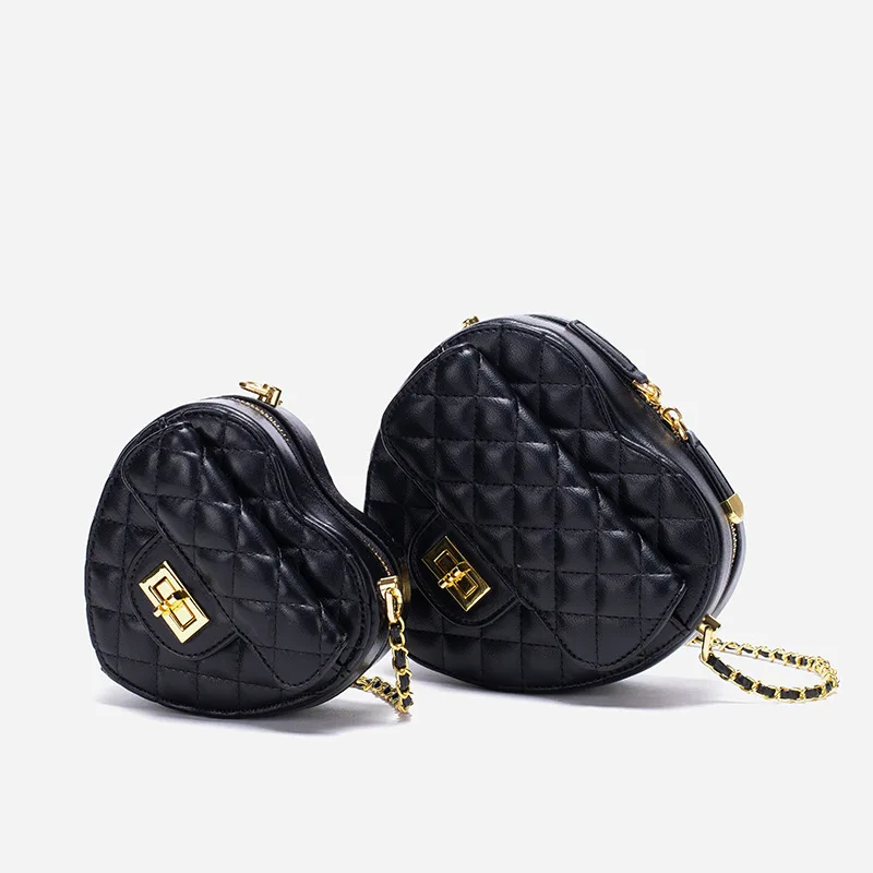 

Модная стеганая сумка в форме сердца для женщин, Модный маленький кошелек, сумка через плечо с золотой цепочкой и ремешком