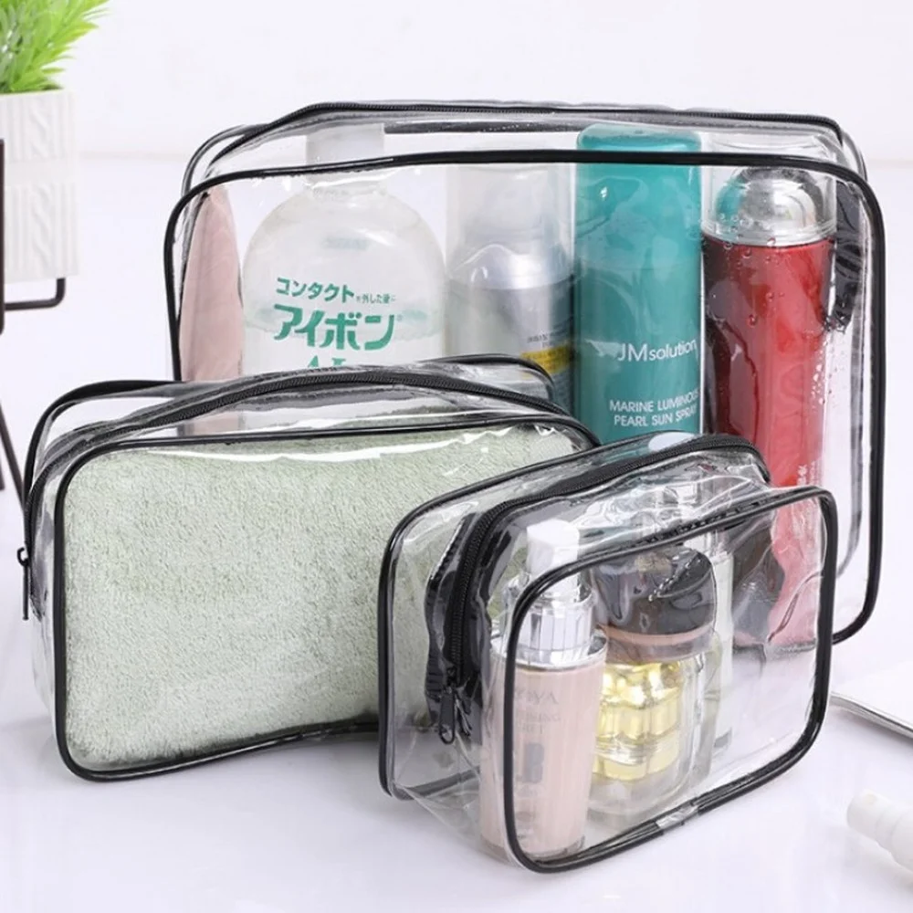 

Transparent PVC Cosmetic Bag Women Travel Makeup Bag Zipper Make Up Organizer Storage Toiletry Beauty Wash Kit Case