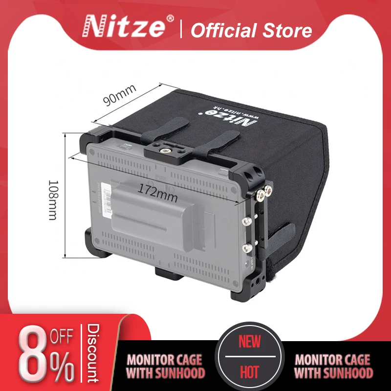 

NITZE MONITOR CAGE WITH SUNHOOD FOR FEEL WORLD F6 PLUS / F5 PRO 5.5 ” - TP2-F6PLUS
