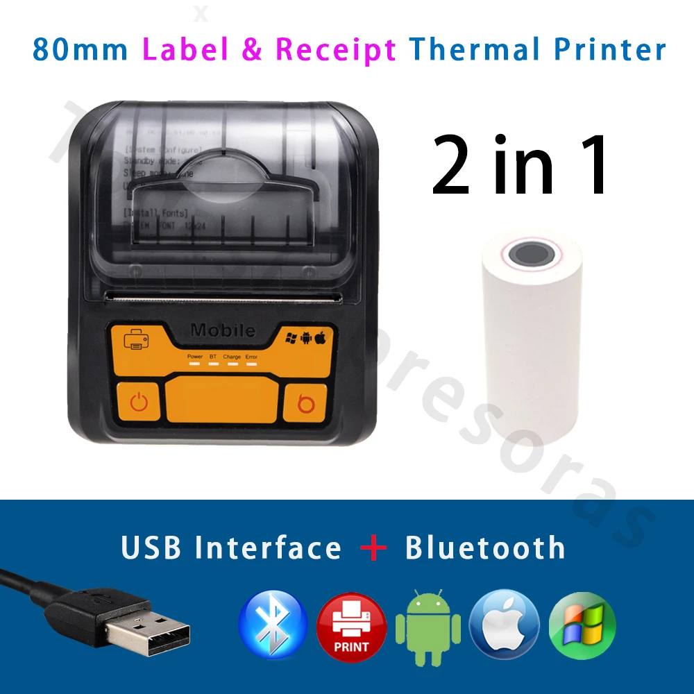 Модернизированный 80 мм 3 ''беспроводной портативный термопринтер и этикетка 2