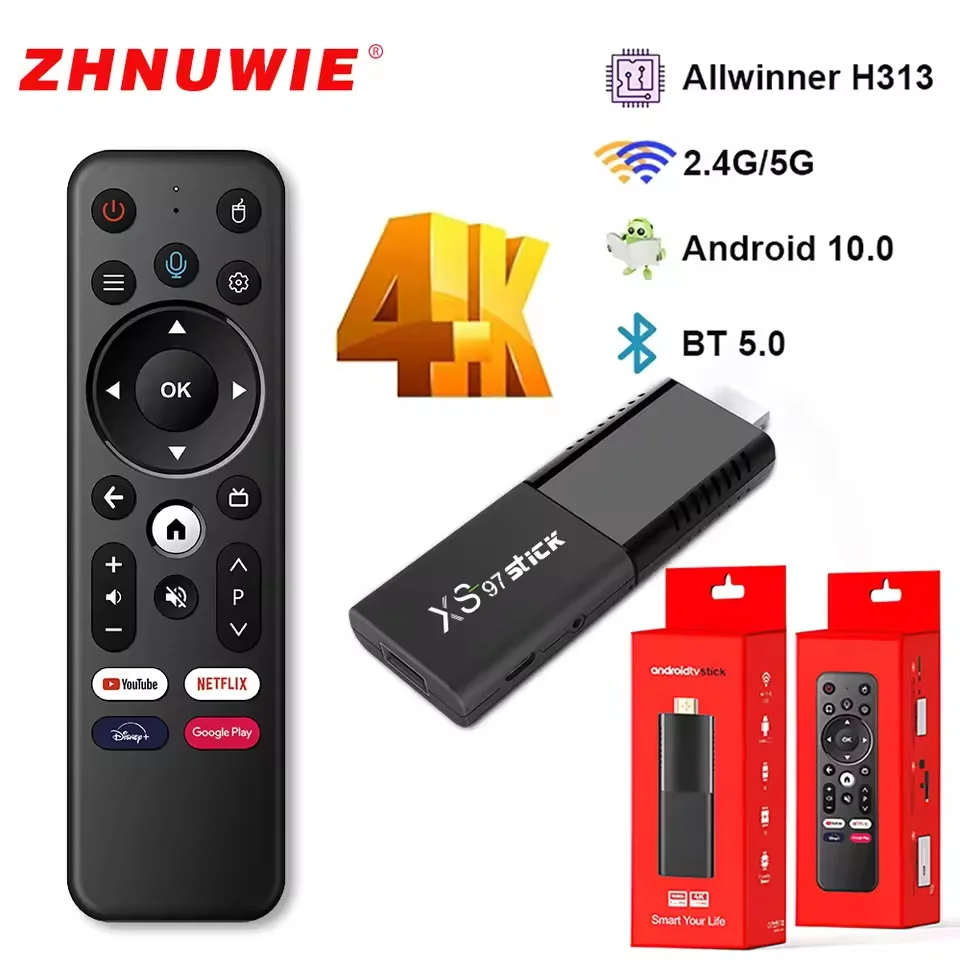 Фото Глобальная версия Smart TV Stick Android 10 Allwinner 4K 2 ГБ/16G Портативный квадроцикл/потоковая передача 2,4G/5G WIFI BT5.0 Dongle Youtube Netflix №1