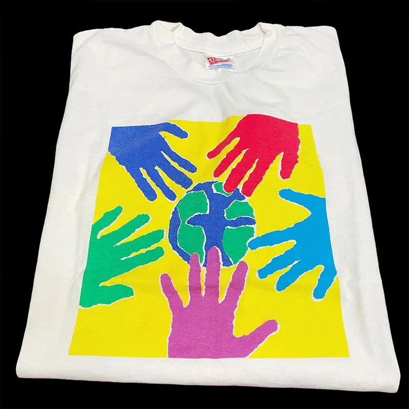 

Футболка мира на земле с иллюстрацией мира с коротким рукавом винтажная ретро одежда для пары