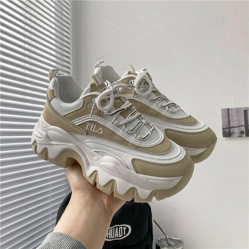 ZHUSHIYUAN Platform Shoes Patchwork Lace Up Thick Sole Women's Sweet Cool Dad Shoes Ins Fashion Spring Sneakers Zapatillas Mujer