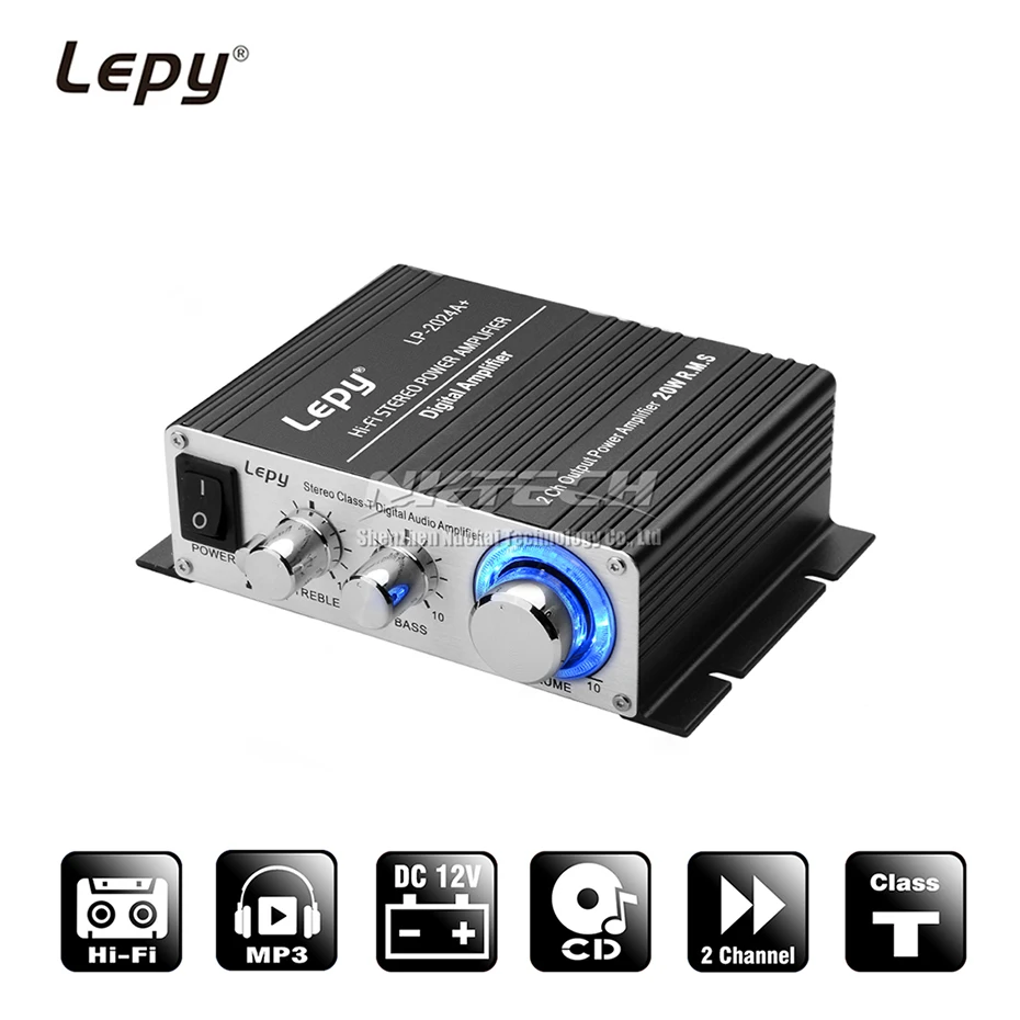 Lepy-amplificador de Áudio Digital Lp2024a Plus Power Amp Hi-fi Estéreo Doméstico Classe-t 2ch Rms 20w Bass Compatível com Mp3 Mp4 Ipod