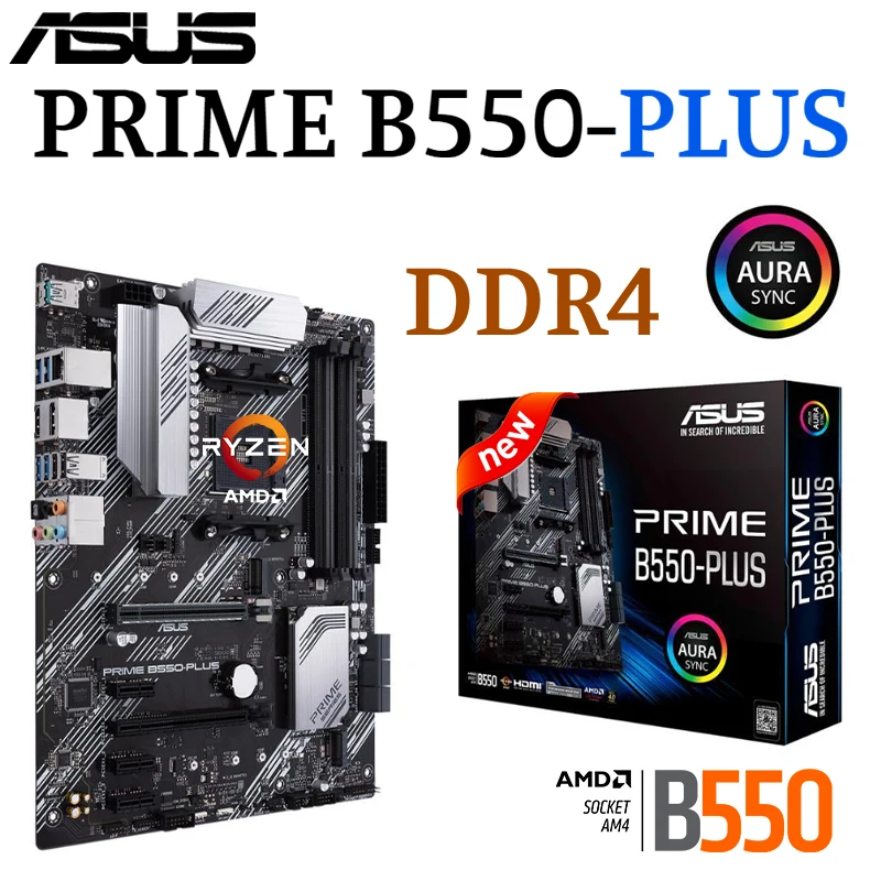 

ASUS PRIME B550-PLUS системная плата AMD B550 розетка AM4 поддержка R3 R5 R7 R9 CPU DDR4 PCI-E 4 M.2 6 ×SATA III 128 ГБ ATX материнская плата Новинка