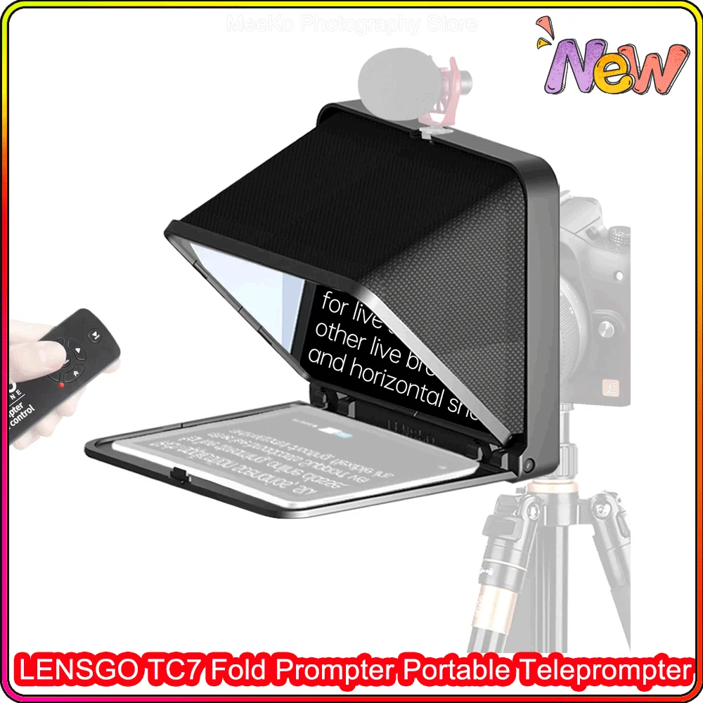 LENSGO TC7 Fold Prompter Portable Teleprompter For Phone Camera for Live Interview Video for 7.9 inch Tablet iPad Smartphon New