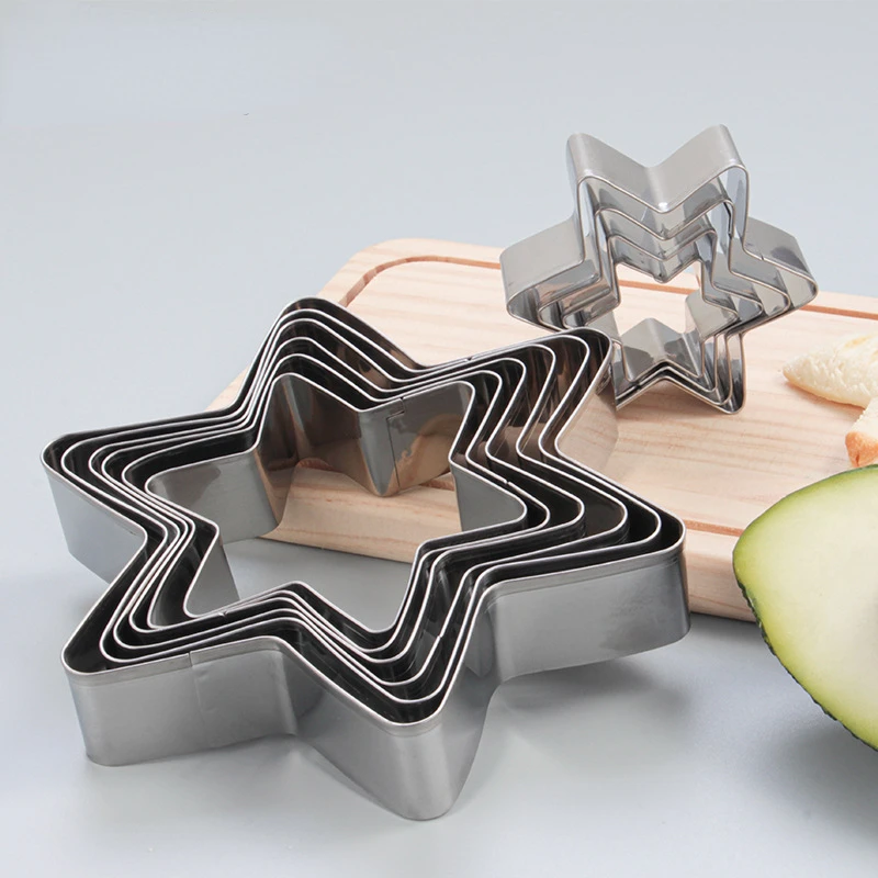 

10 шт./компл. формы для печенья в форме звезды, резаки для печенья, украшение для торта из нержавеющей стали, фотообои для помадки