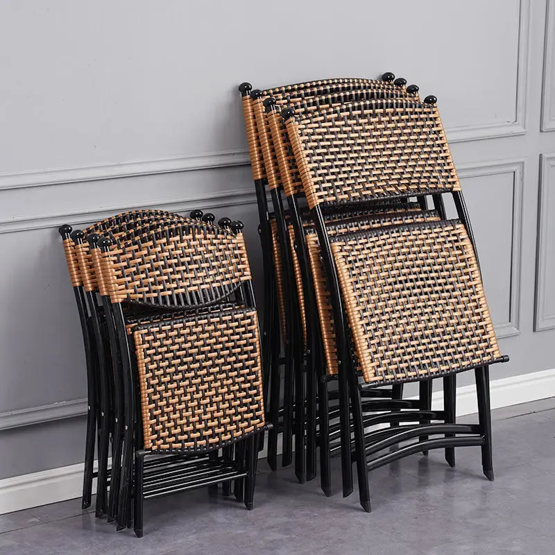 Rattan Chair Armchair Rattan Stool Foldable Outdoor Simplicity Leisure Barbecue Chair Dining Tables and Chairs Set Plastic