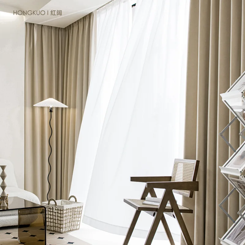 

00225-STB- Curtain for Living Room Modern Grey Curtains for Bedroom 80-90% Light Shading Blackout Drapes