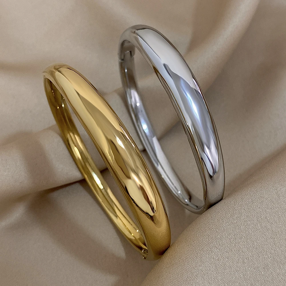 Крупный Гладкий Браслет-манжета из нержавеющей стали Greatera браслет для женщин